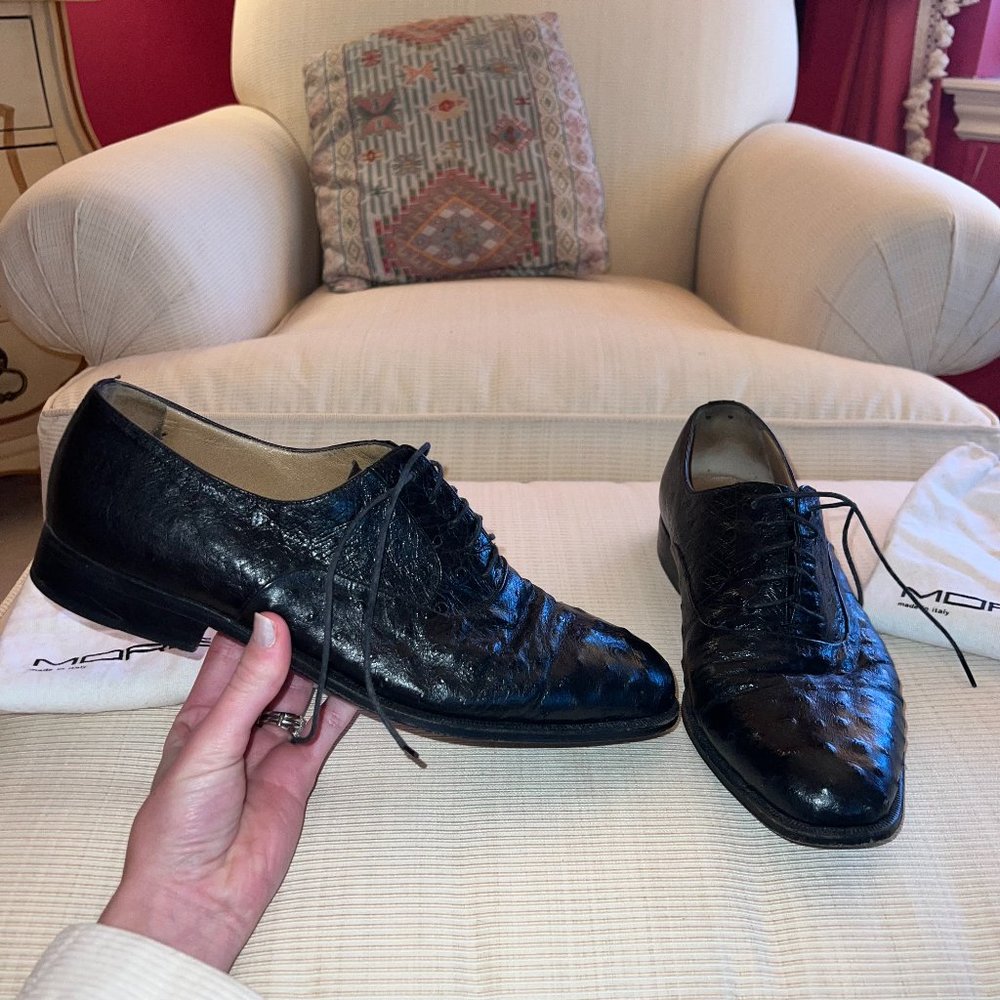 Moreschi Ostrich Men's Dress Shoes in Black
